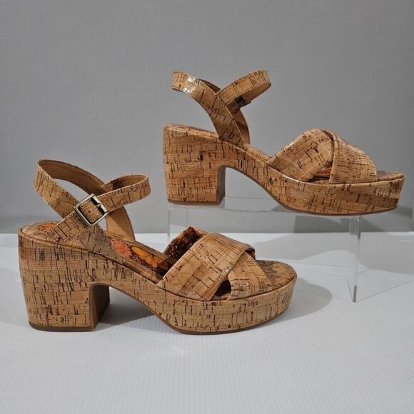 NEW Korks Kork Ease Calda Sandal Platform Chunky Heel Patent Cork Womens Size 11 - Picture 3 of 13